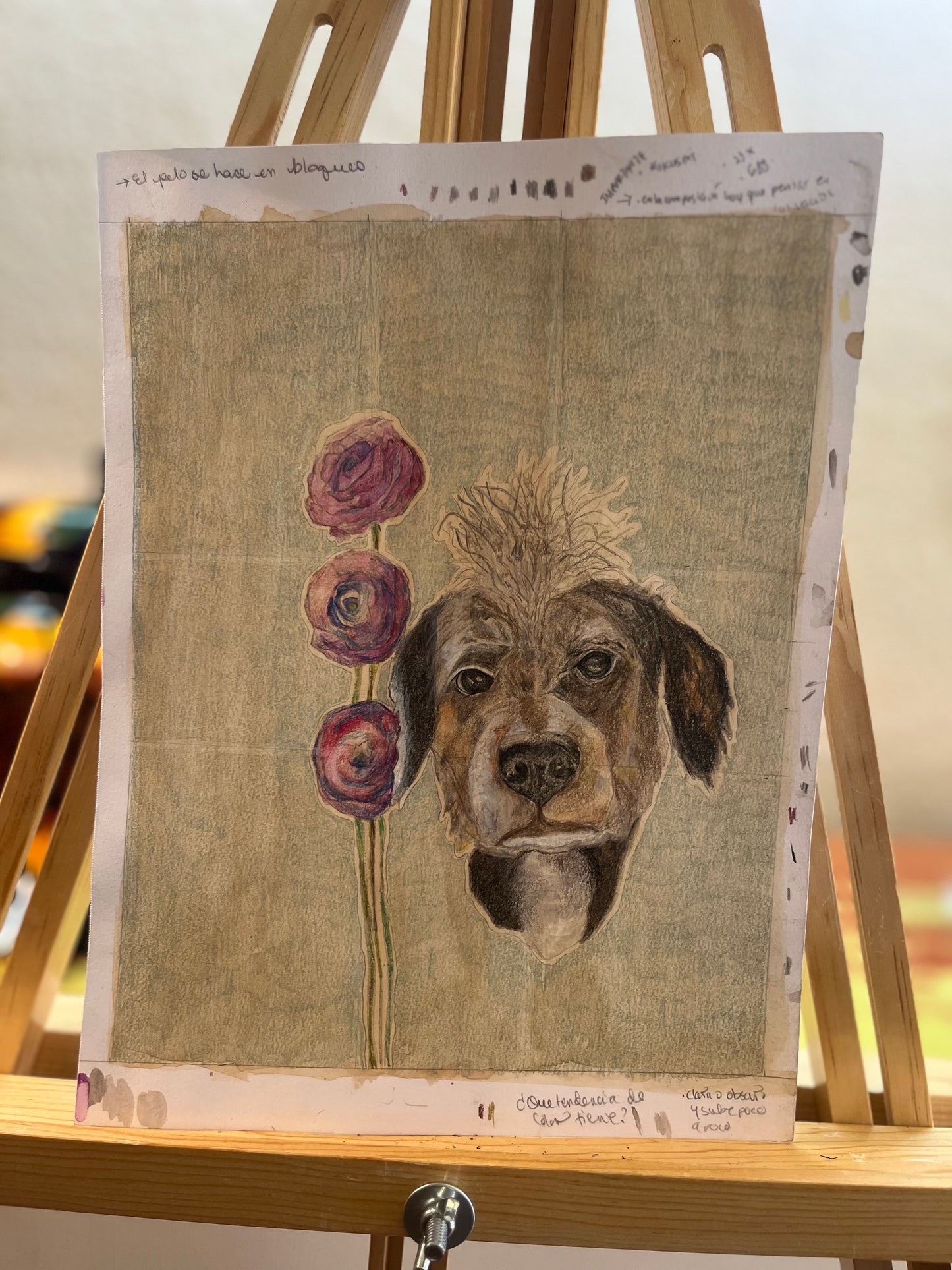 Retrato de tu perro con flores