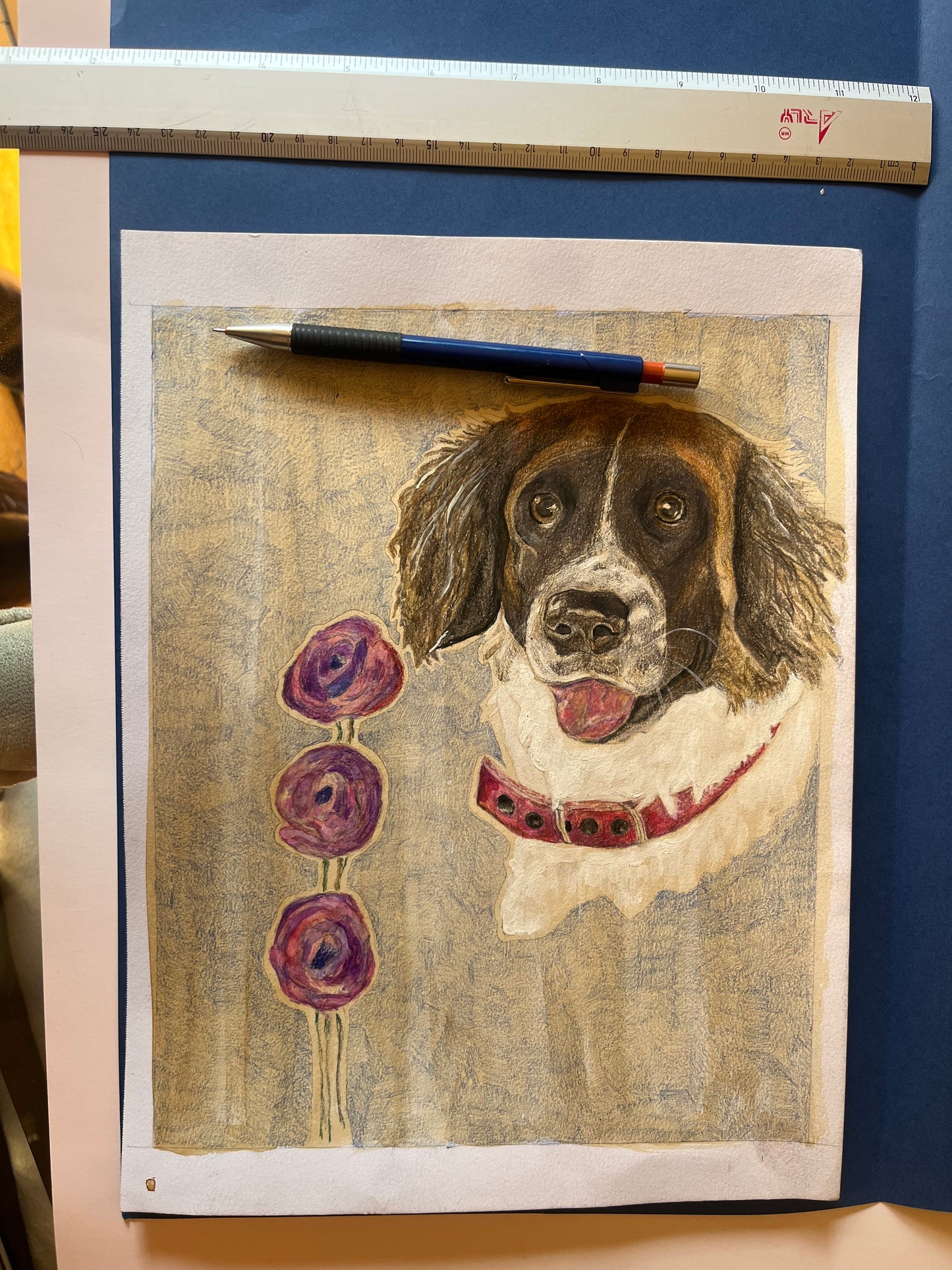 Retrato de tu perro con flores