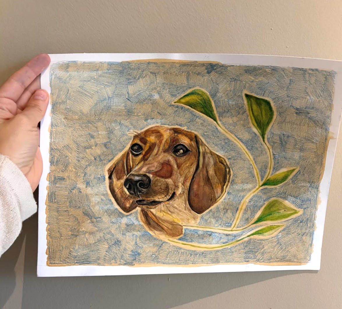 Retrato de tu perro con flores